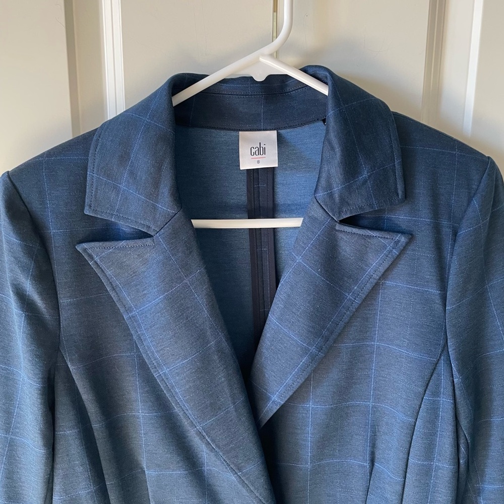 CAbi Sunset Kiss Windowpane Plaid Blue Blazer 5475 Size 8 - Picture 5 of 14